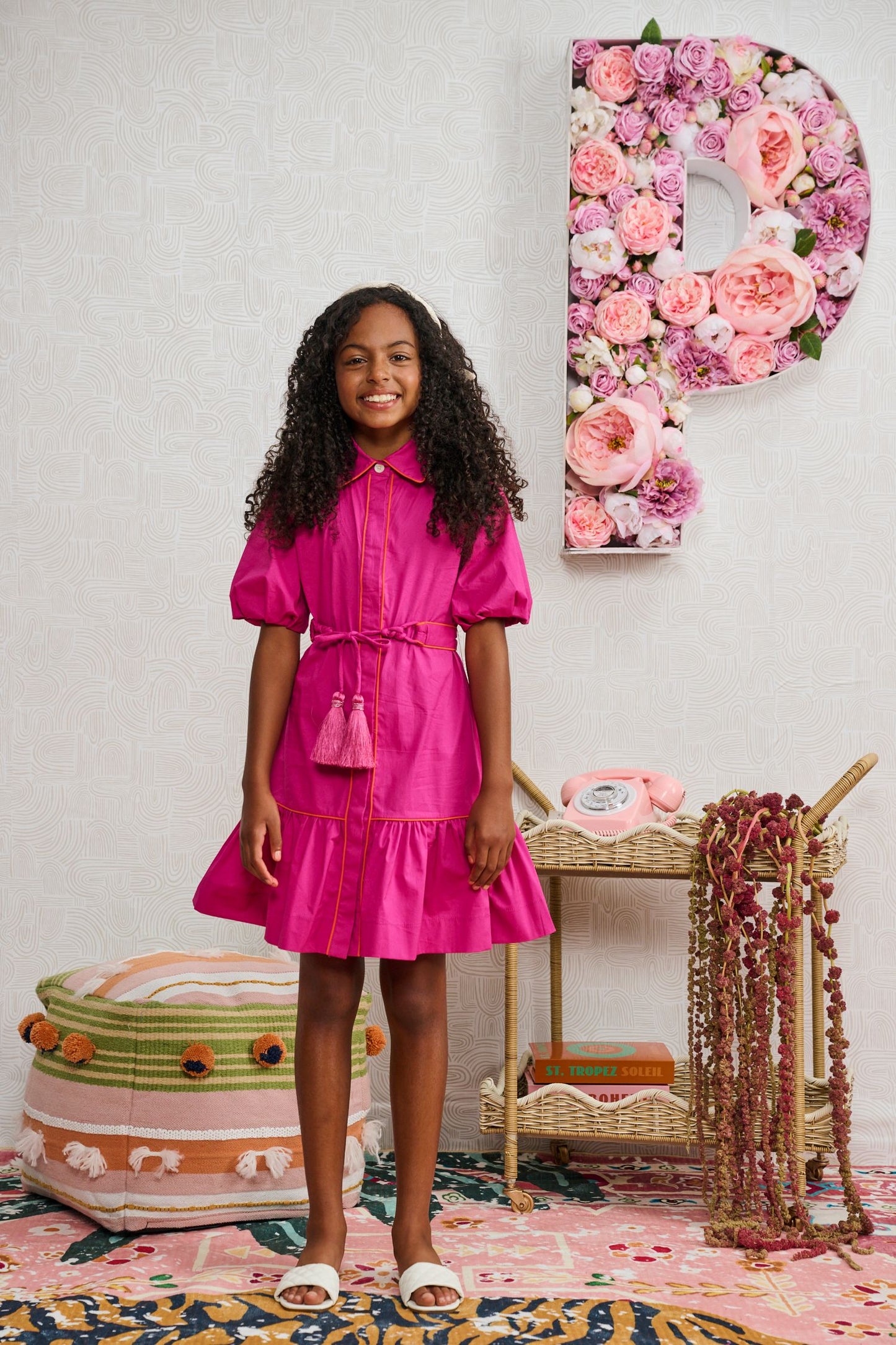 Magenta w/ Orange Piping Dress 2316