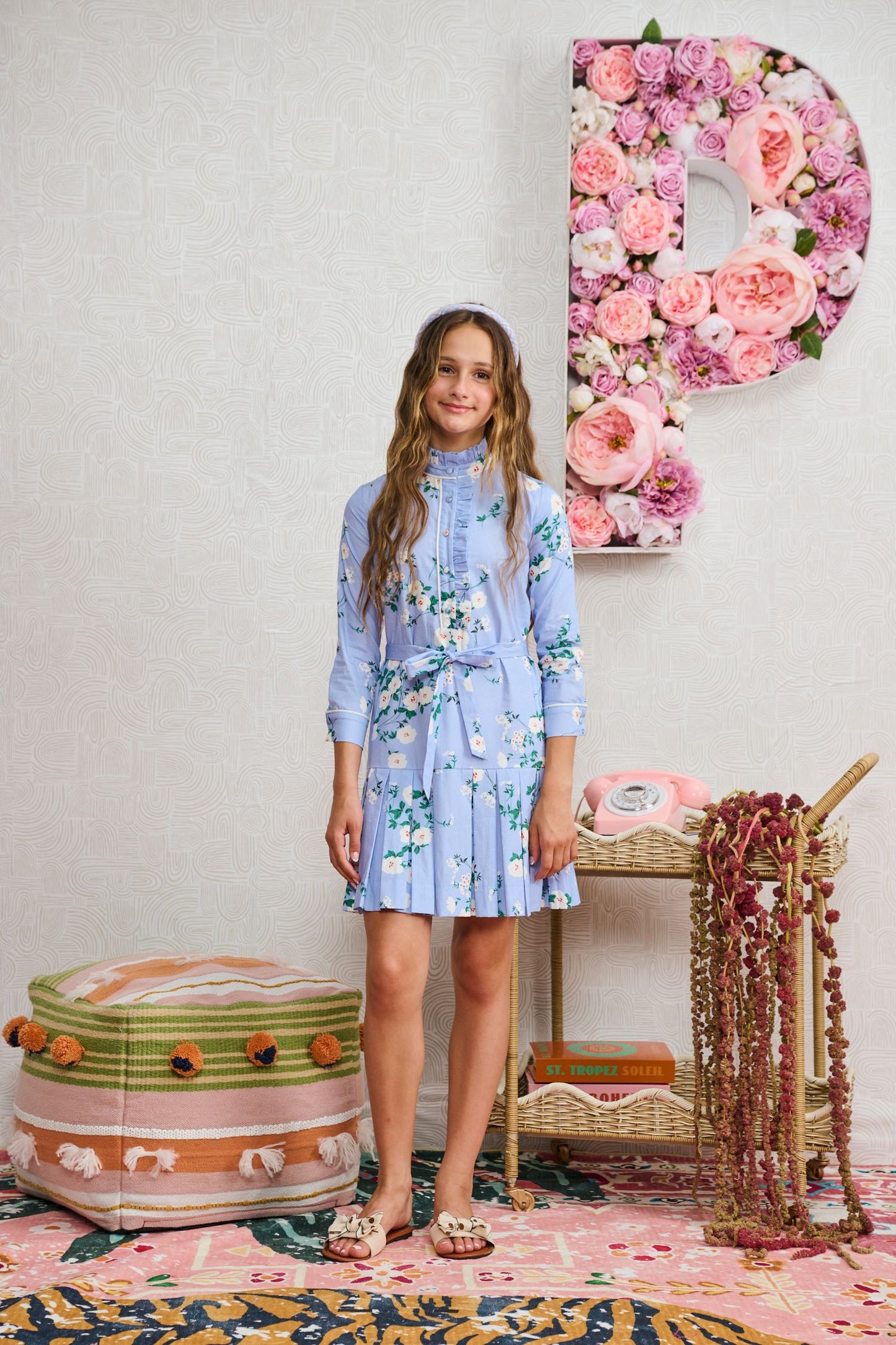 Lt. Blue w/ Small Floral Design Dress 2362