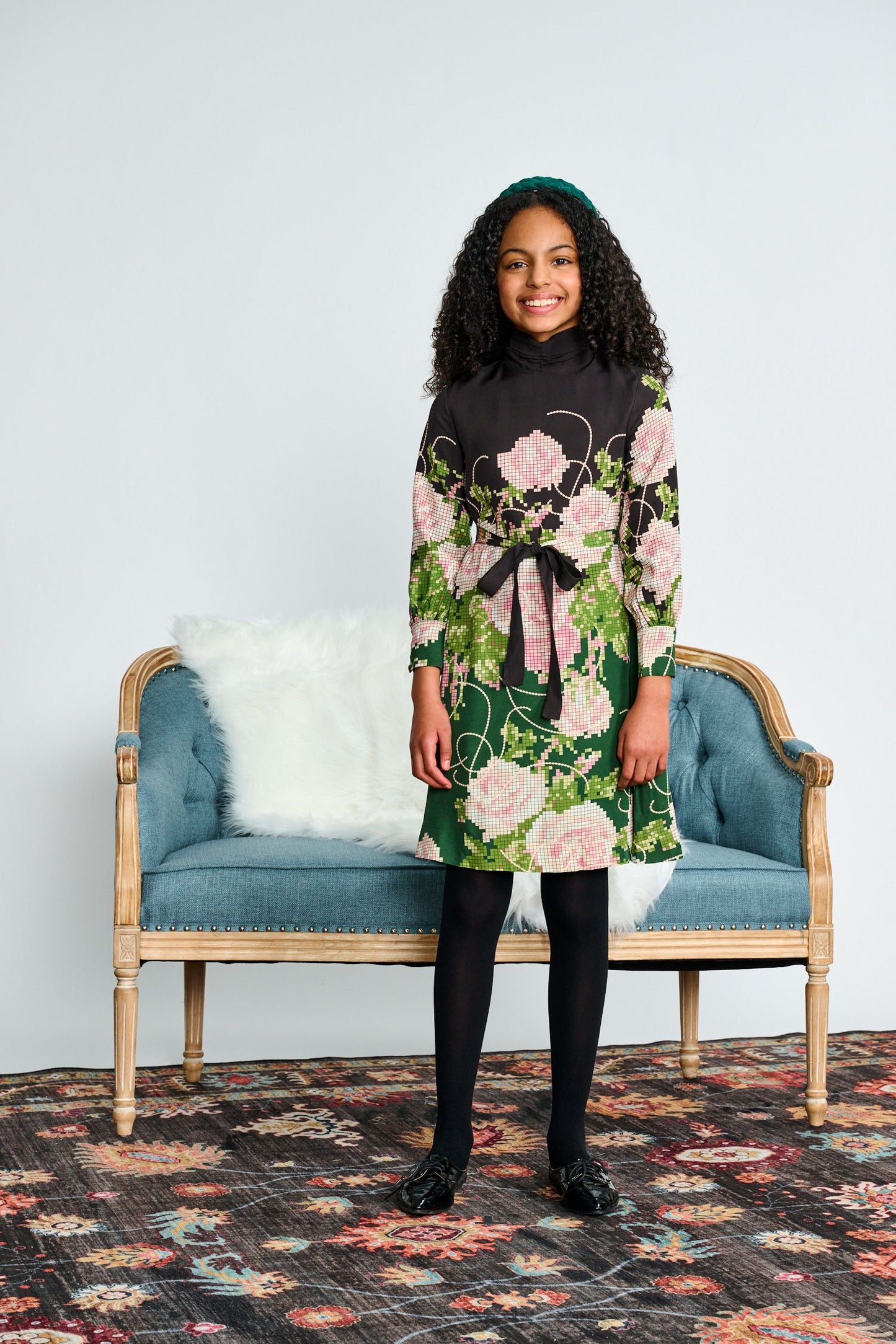 Pink/Green Floral Print Dress 2494