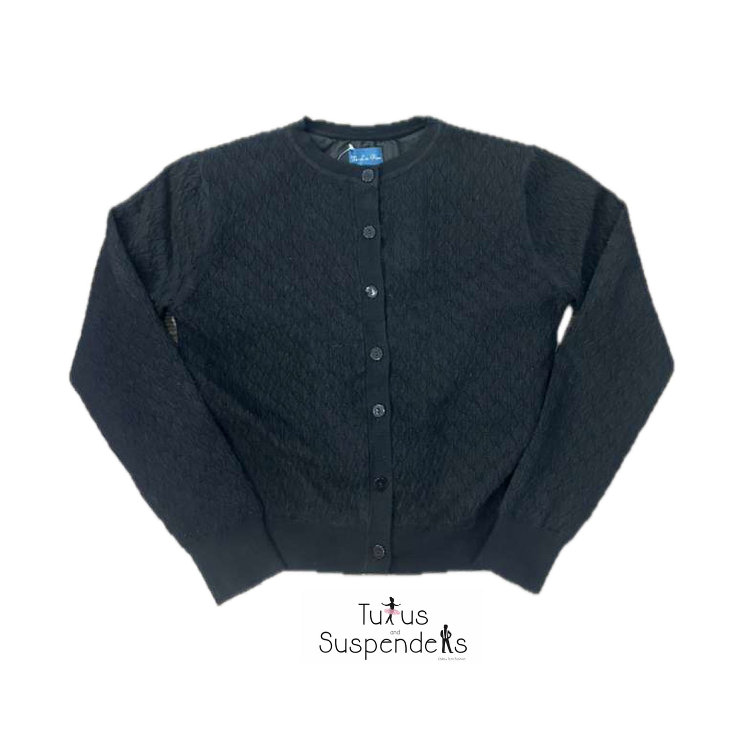 GS6094T Black Pointelle Knit Cardigan