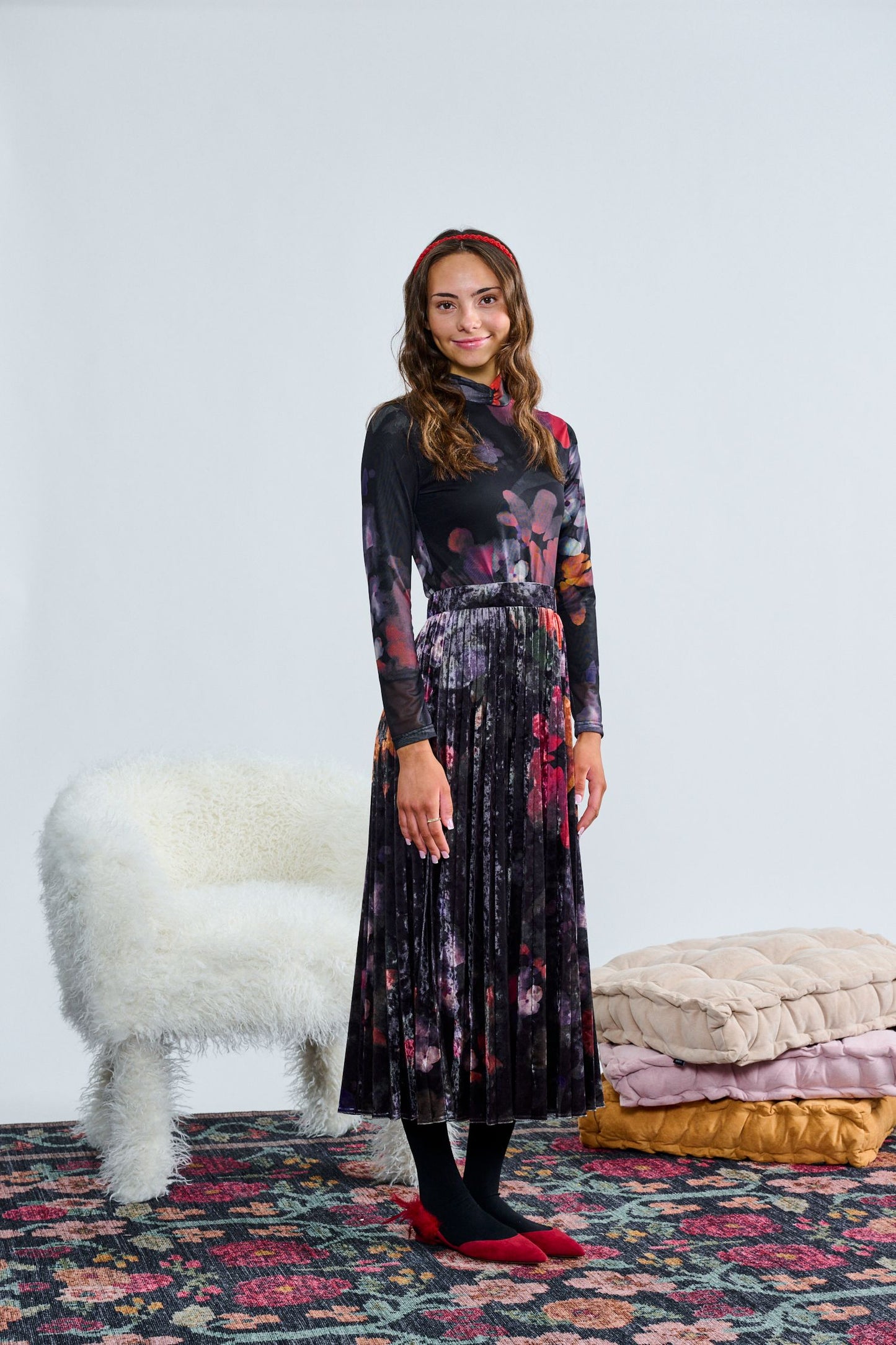 Deep Floral Print Outfit T-1355/1356
