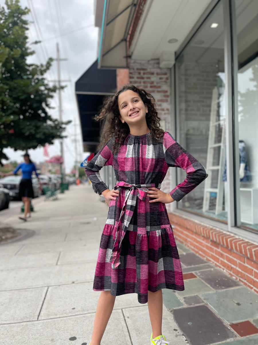 Pink and black shop plaid dress