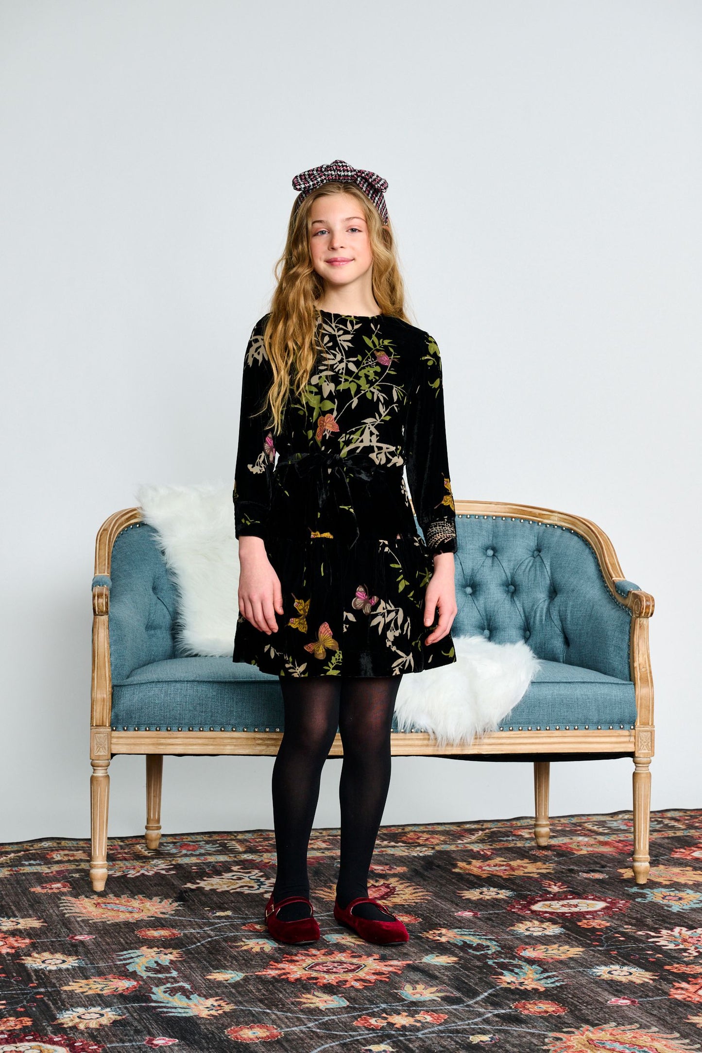 Black Velvet Floral Cutout Dress 2527