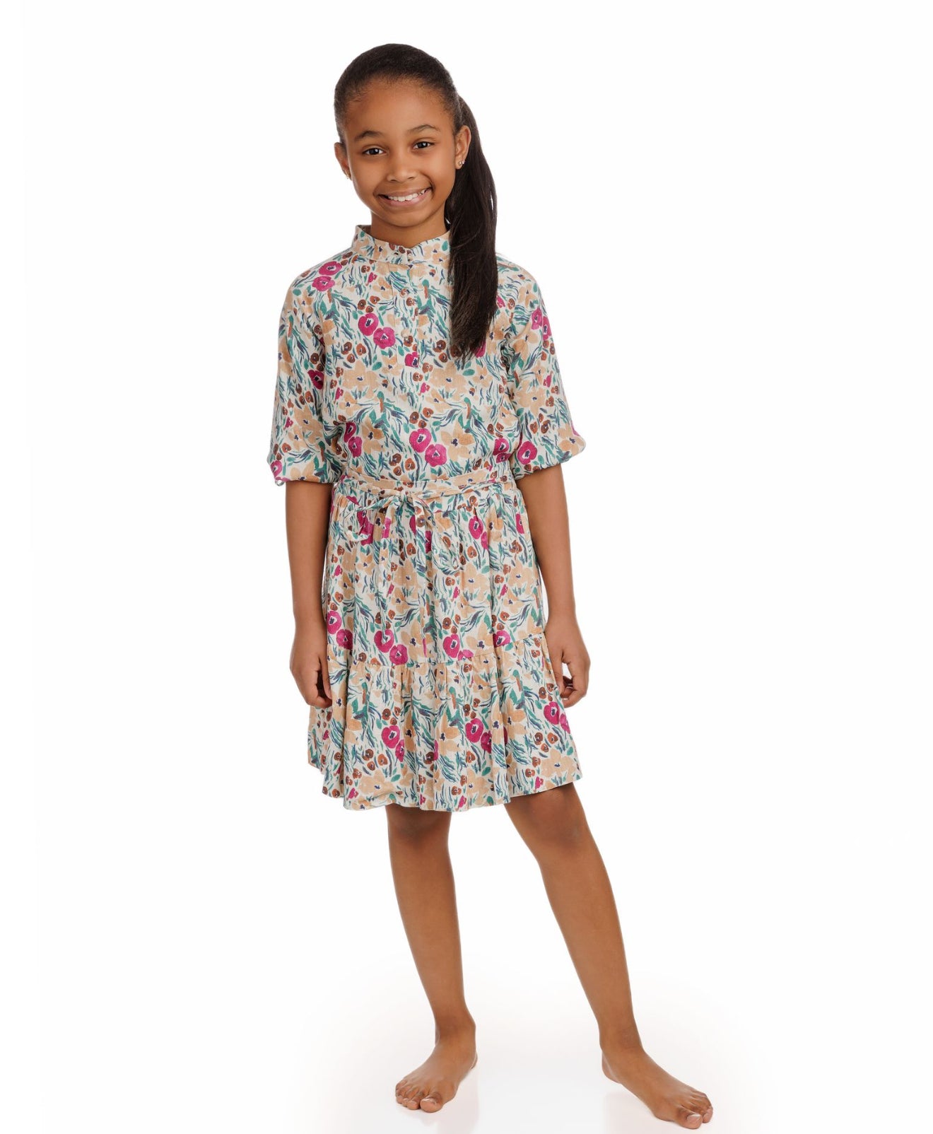 Light Tan And Purple Floral Skirt GS51007ST-A