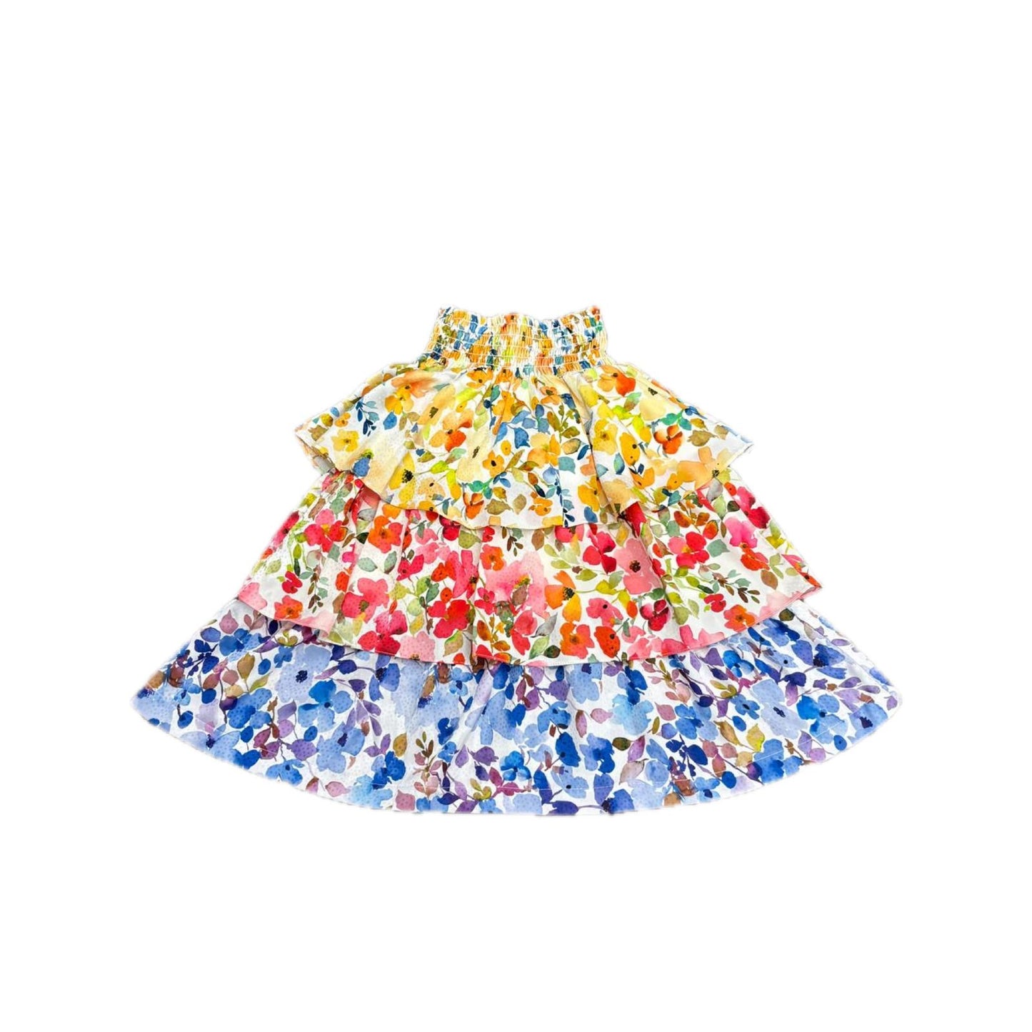 Ariella Yellow Red Blue Tiered Skirt J251-995