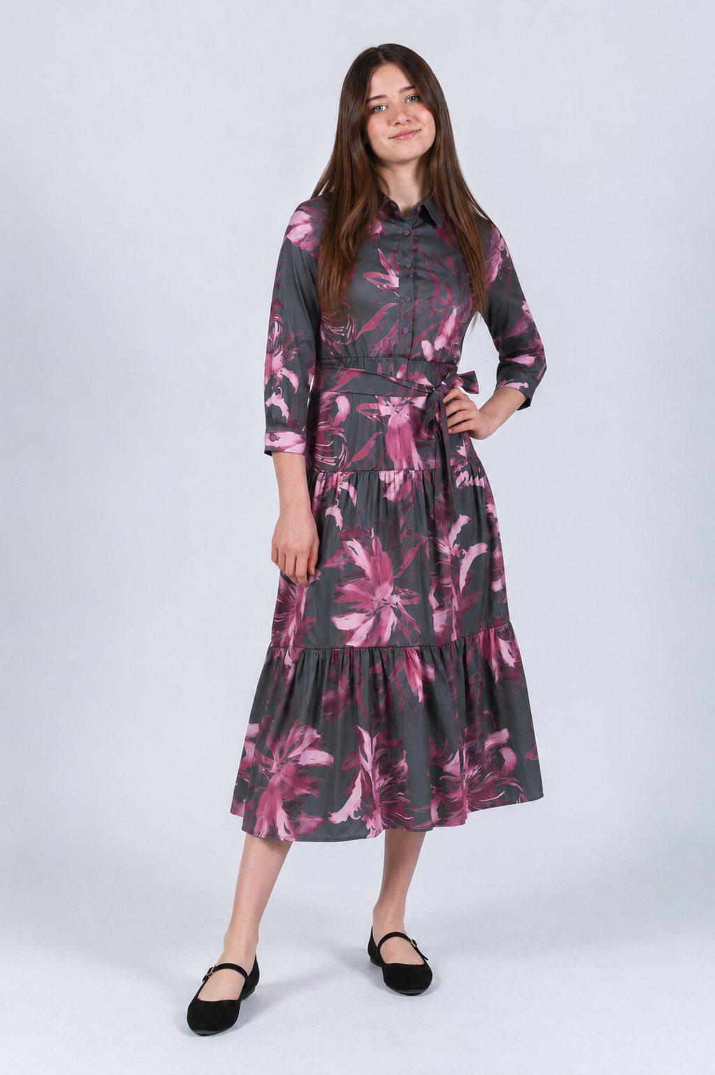 Pink Floral Dress T-348