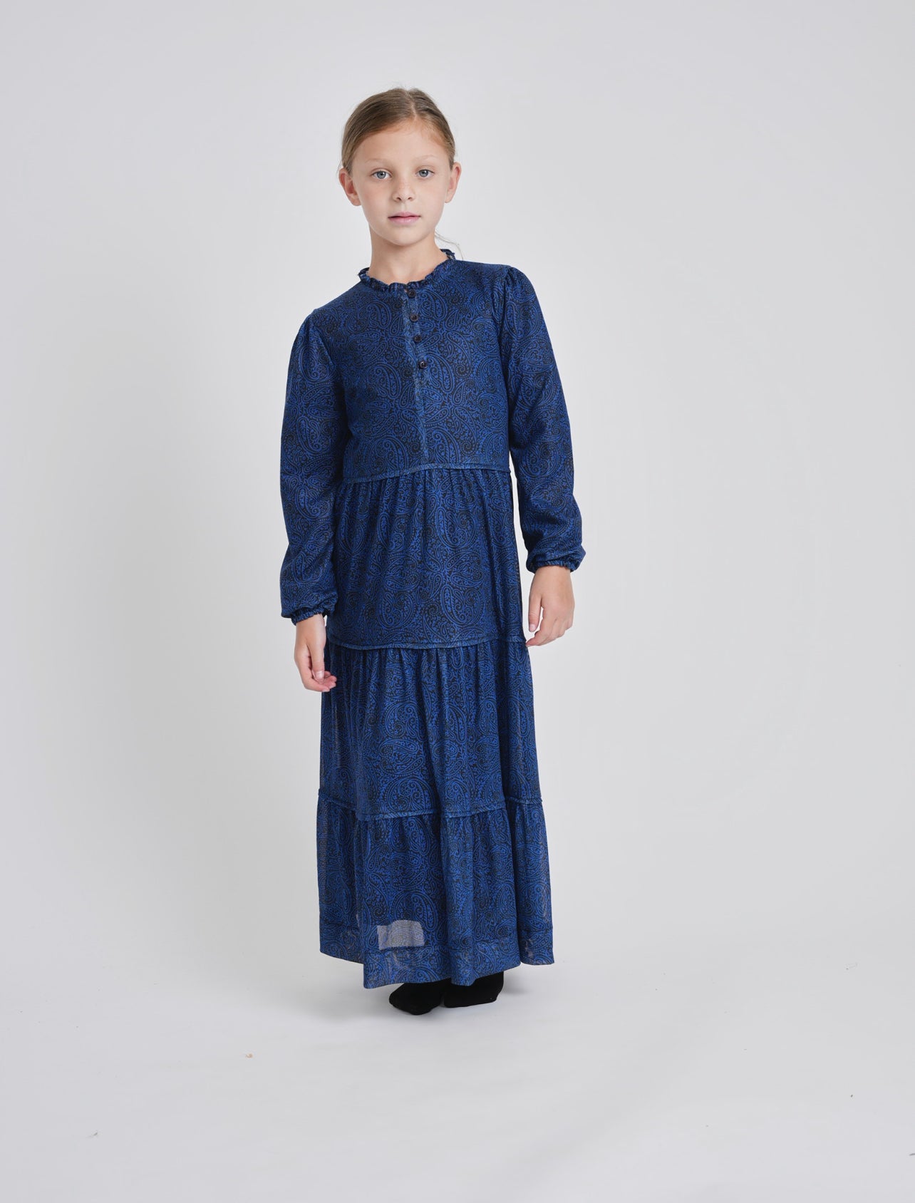 Mesh Paisley Print Maxi Dress GW23527-A