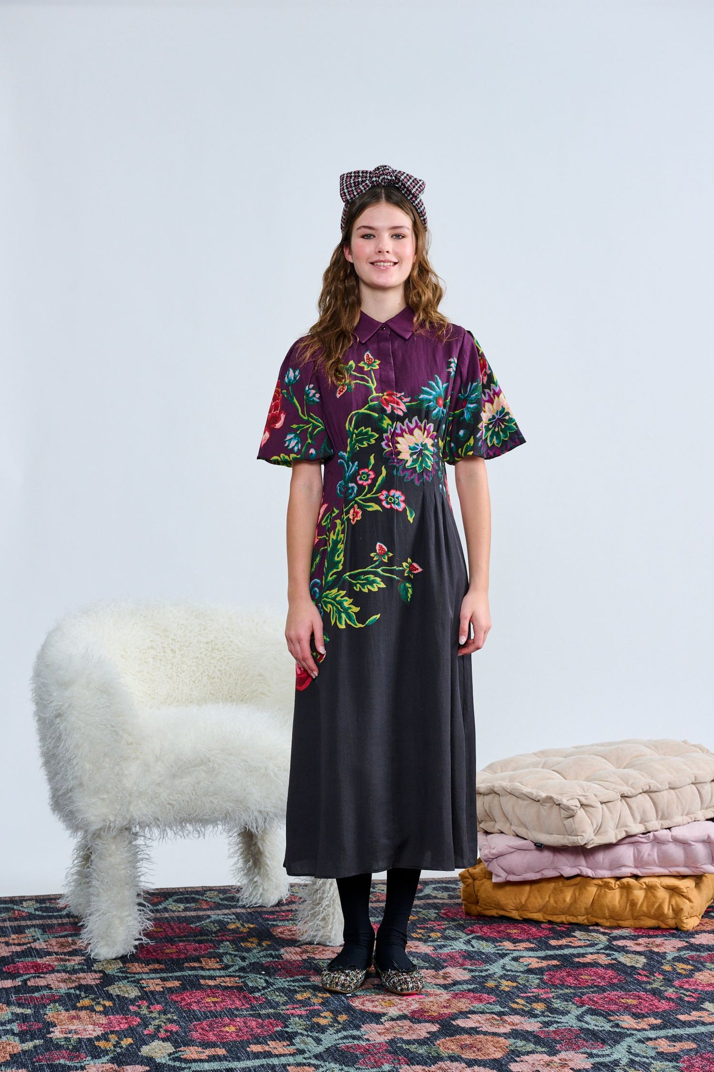 Purple/Black Ombre Floral Dress T-1337