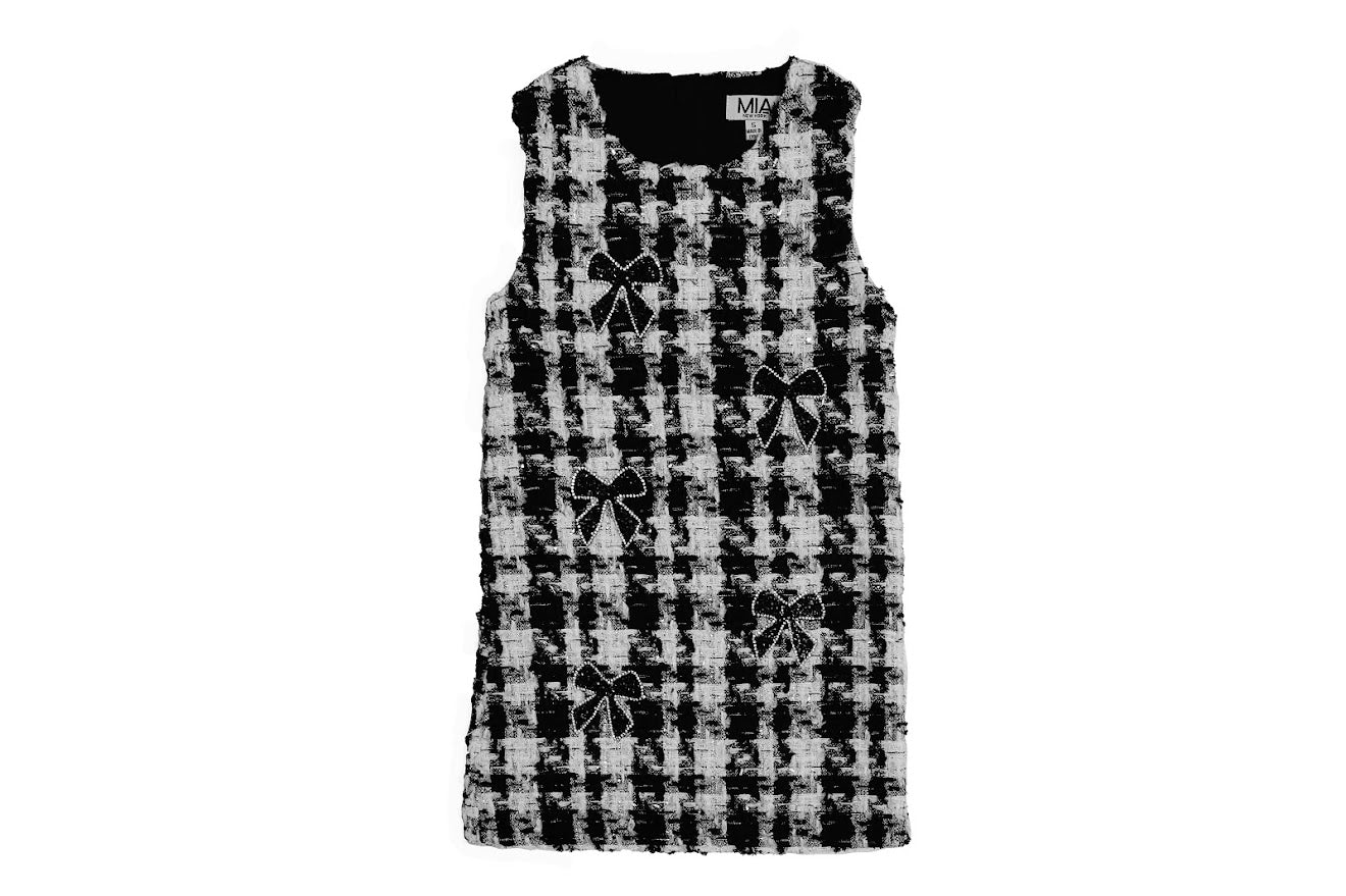 Tweed Bows Jumper Dress F25-997