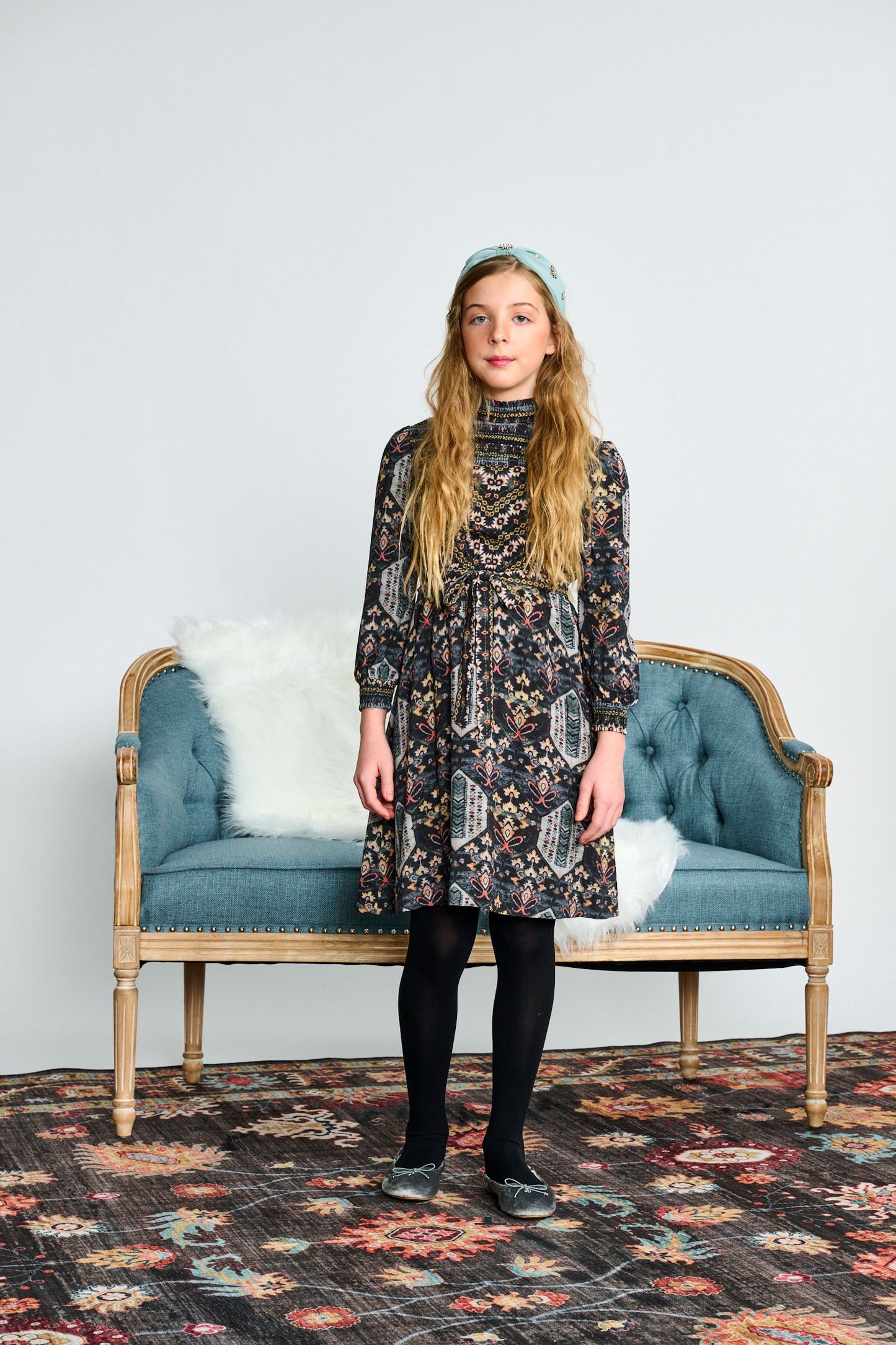 Mixed Media Shirred Dress 2530