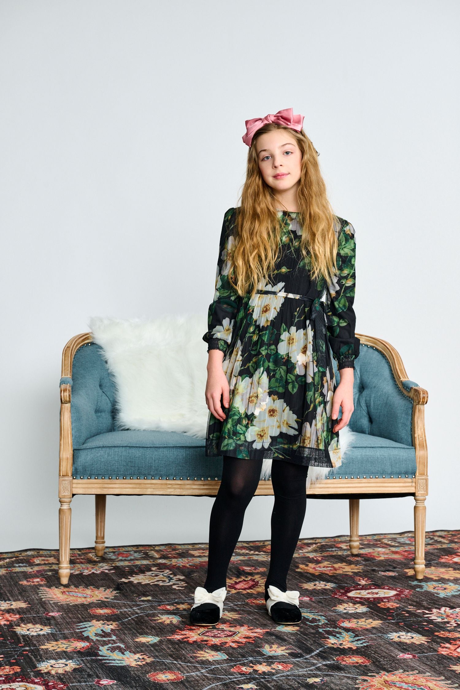 green dress with white tights Flower Mesh Pleated 2613-B – Tutus & Suspenders 17th Birthday Dresses