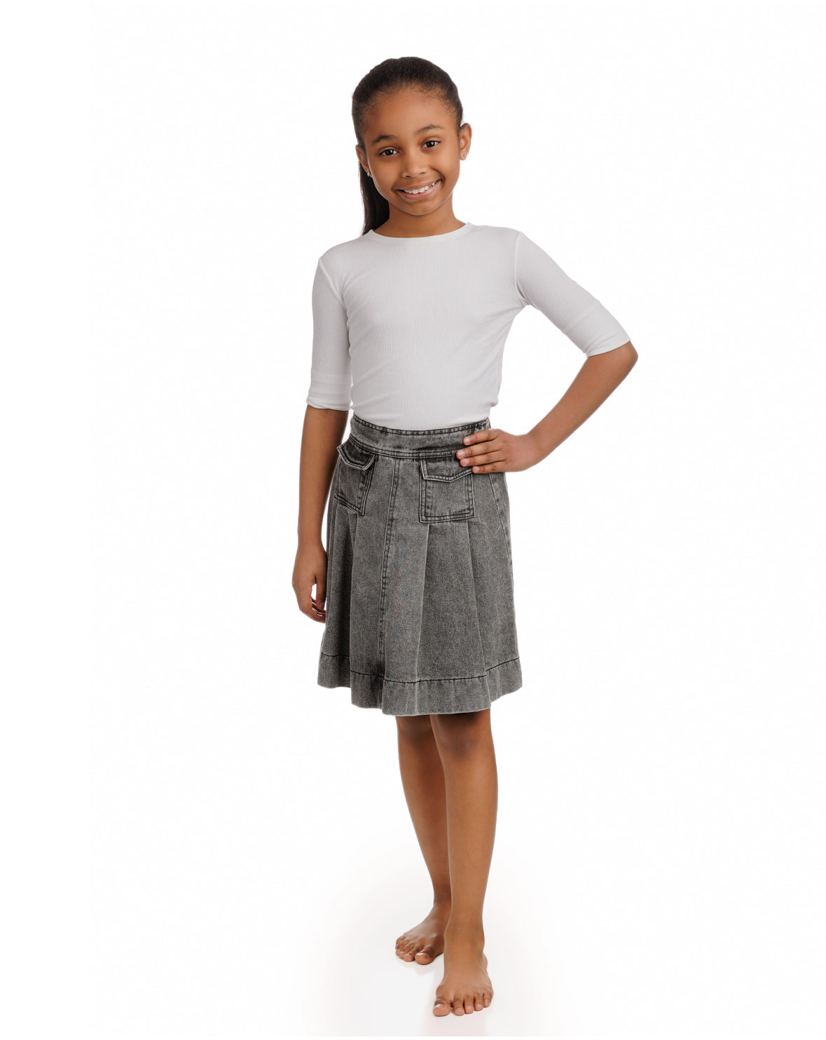 Black Denim Skirt With Pocket Detail GS5076S-C