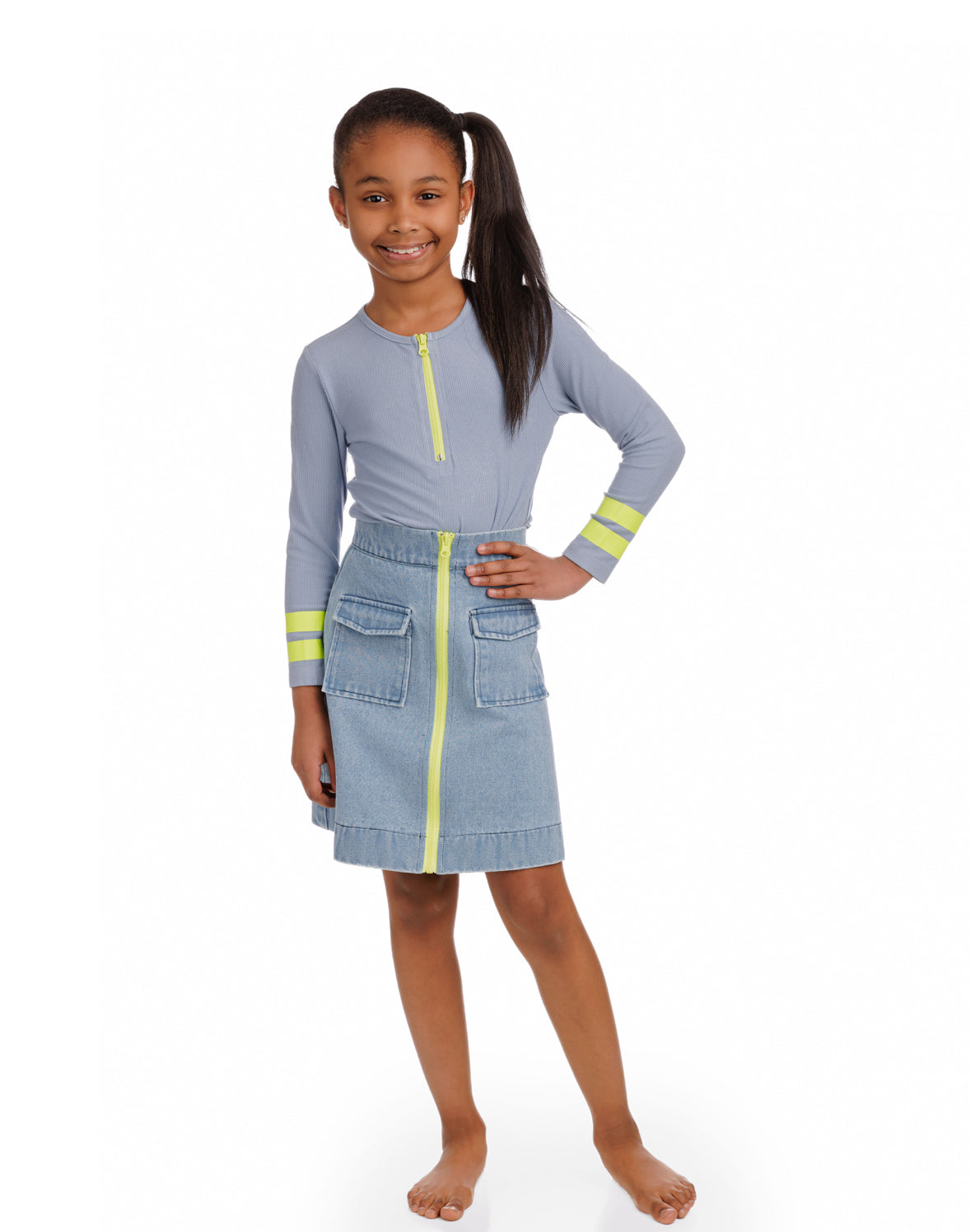 Neon Zipper Denim Skirt GS51795S-B