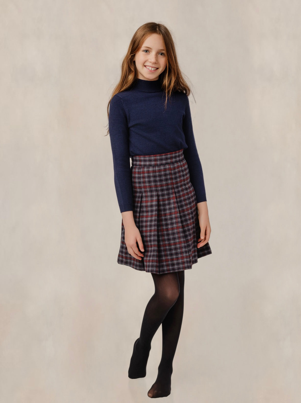 Burgundy and Navy Plaid Skirt GW6068S-A