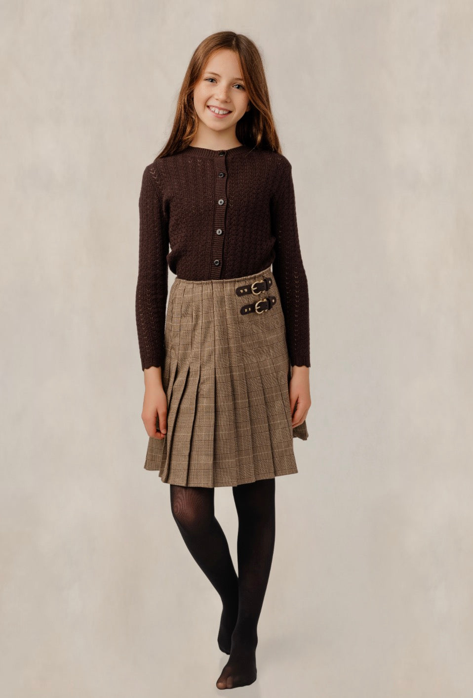 Brown Plaid Mix Skirt GW6104S-A