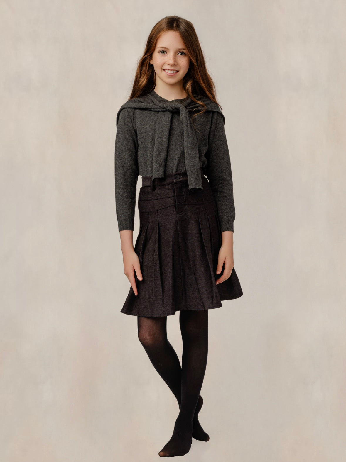 Grey Front Tie Sweater GW6013-A