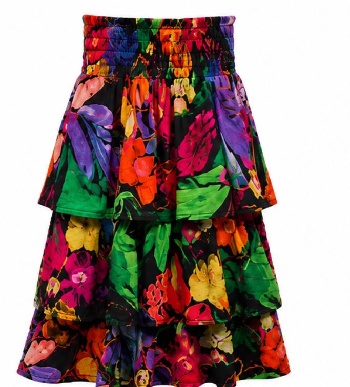 Ariella Multi Pattern Tiered Skirt J262-995
