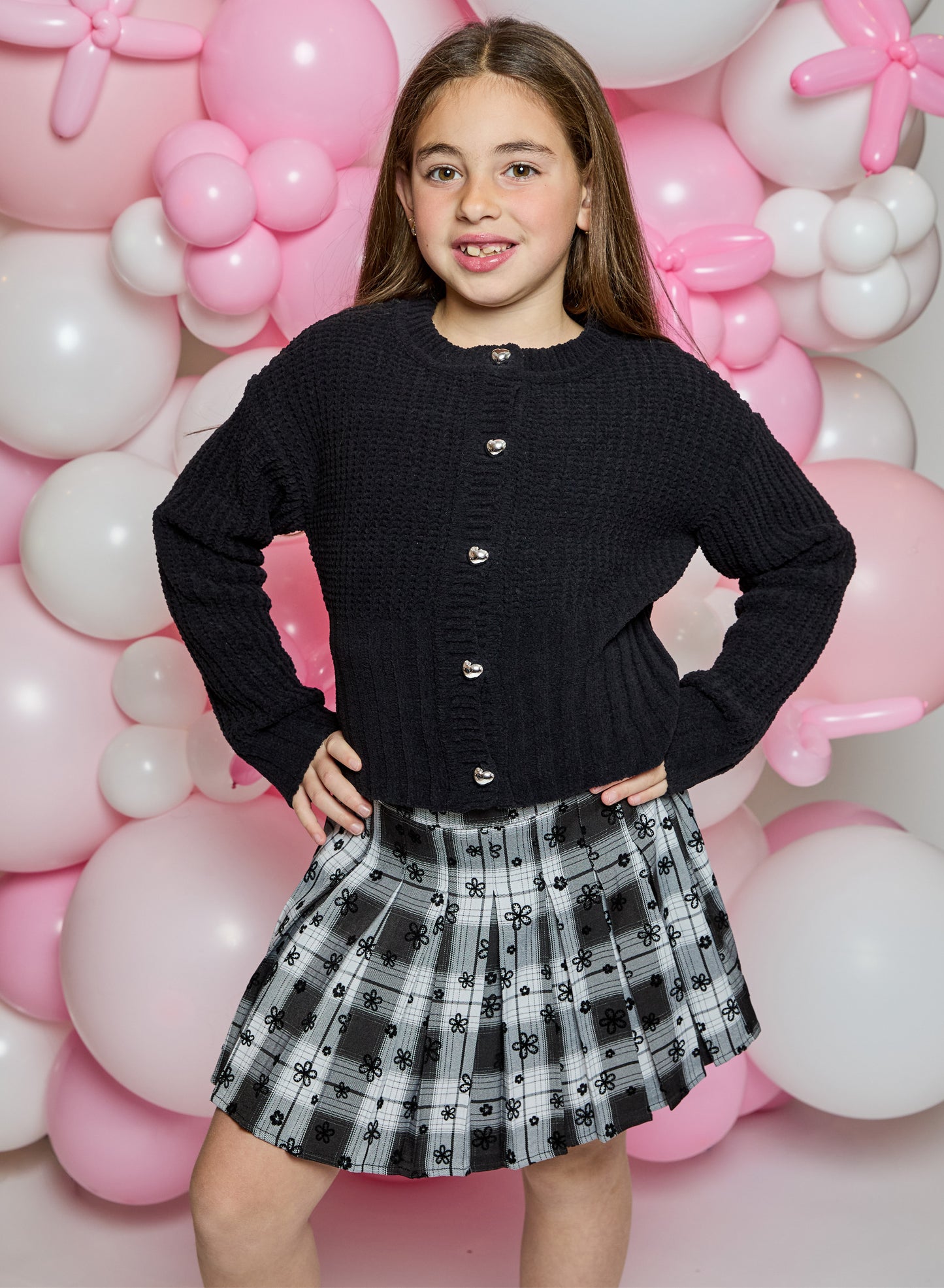 Black Cardigan Bow Buttons