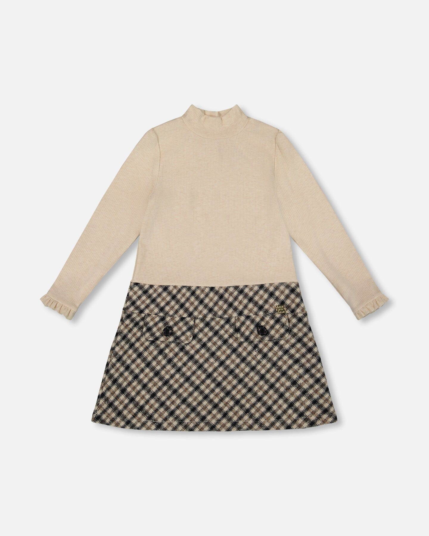 H20Q87 Bi-Material Mock Neck Dress