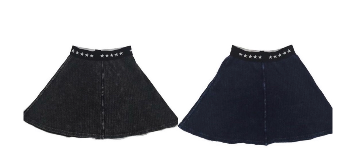 Short Ribbed Acid Wash Skirt 4127s