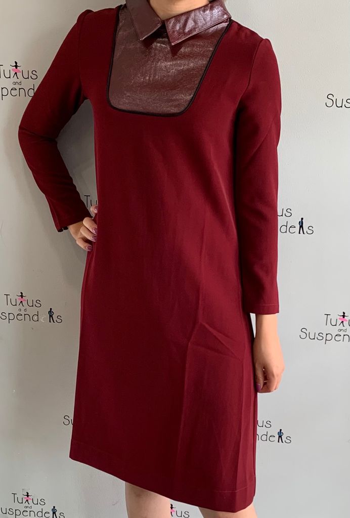 Maroon Collared Dress SNK3230A