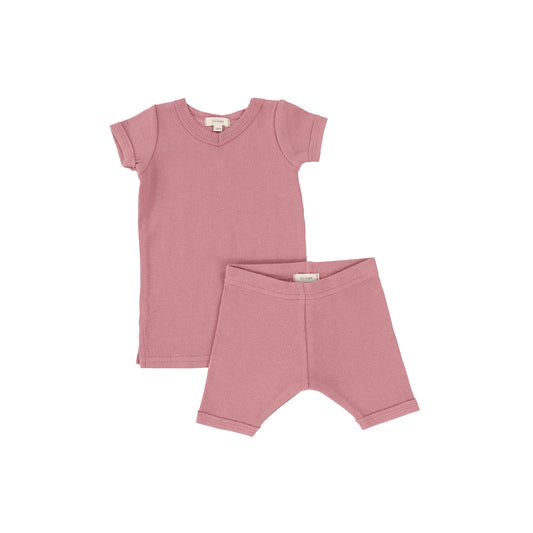 Short Sleeve Ribbed Set