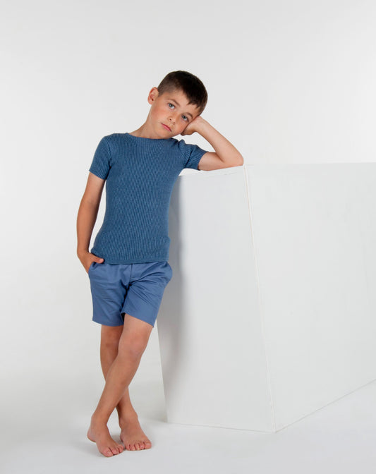 Blue Cotton Shorts