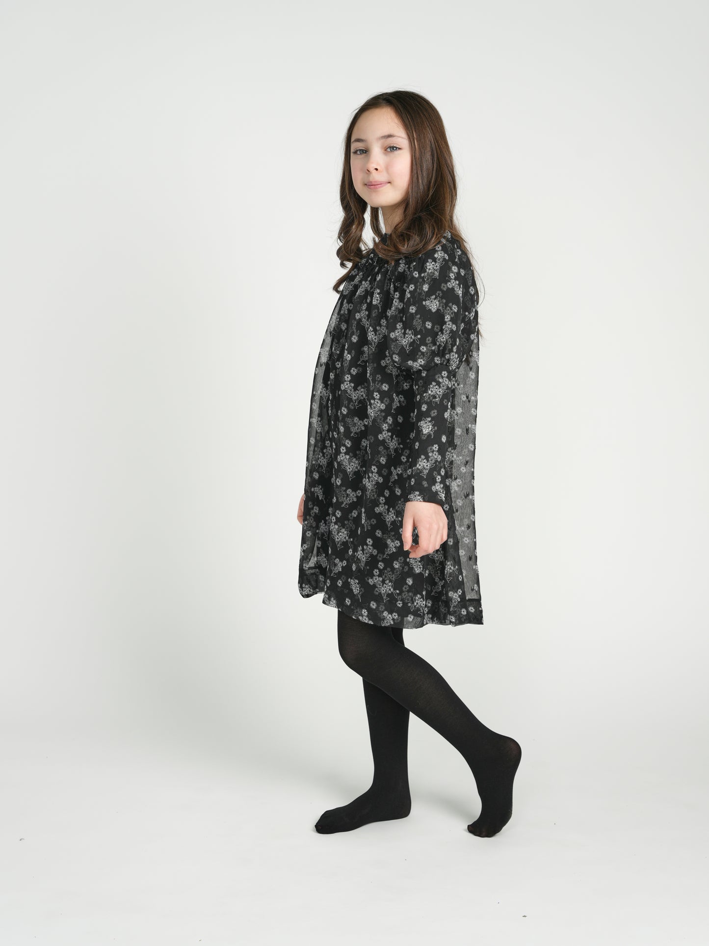 Black & White Chiffon Floral Dress TLRW2266-A