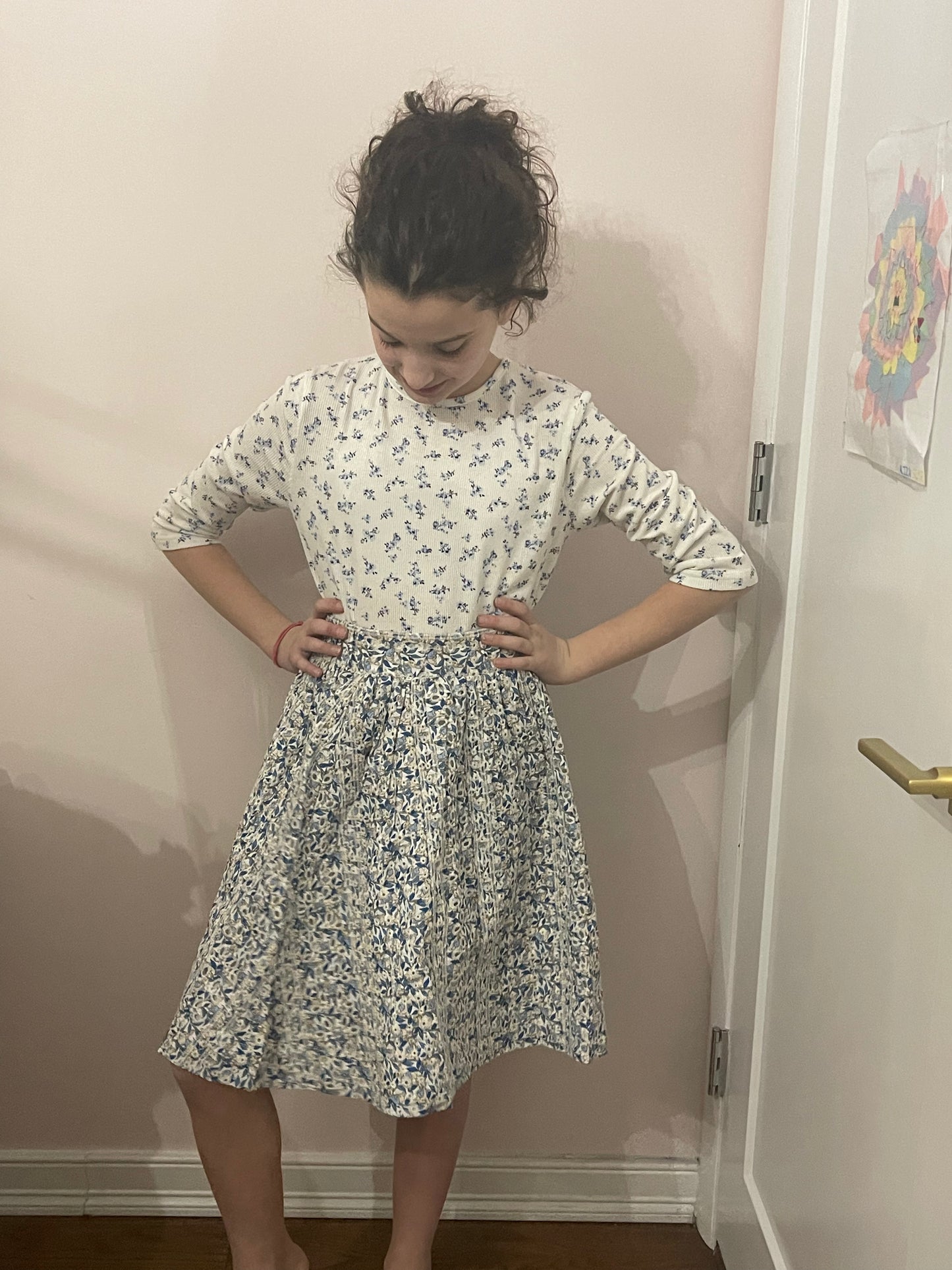Floral Eyelet Print Skirt FR23609-A