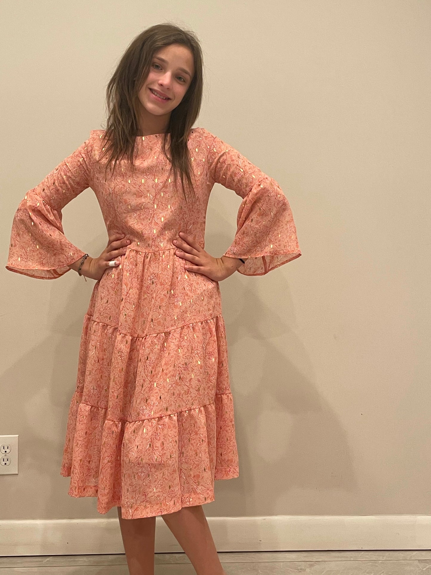 Peach Layered Dress YT2734D
