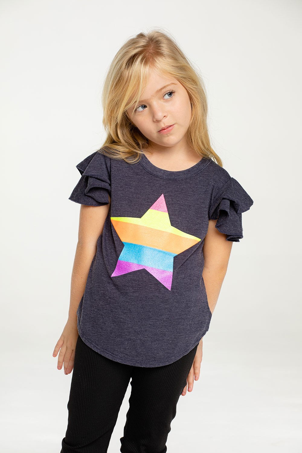 Glitter Star Flutter Sleeve Tee