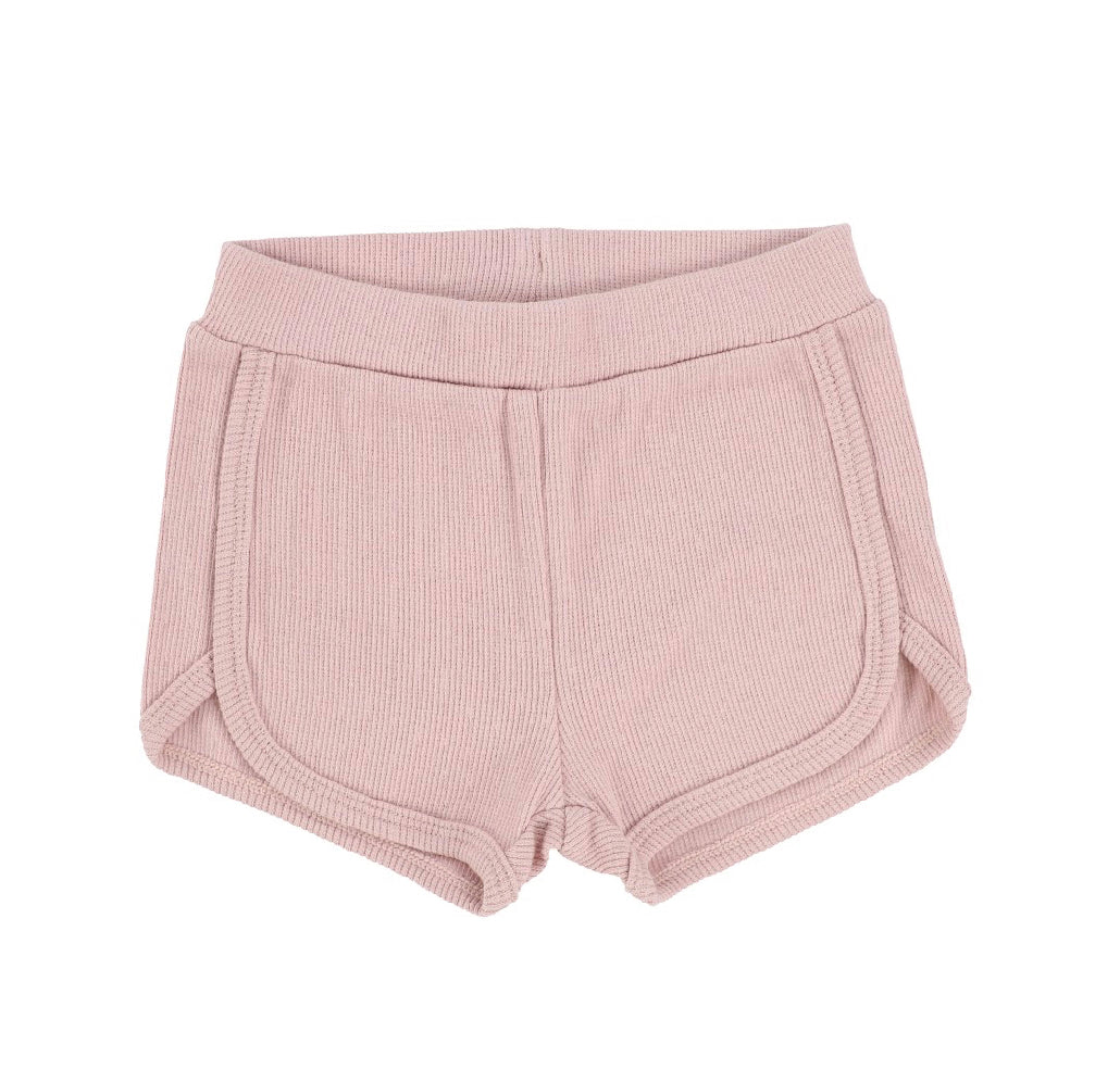 Ribbed Track Shorts Petal Pink