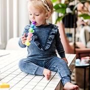 Denim Ruffle Top