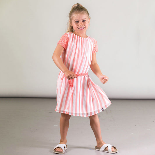 Striped Peach Dress C30O95