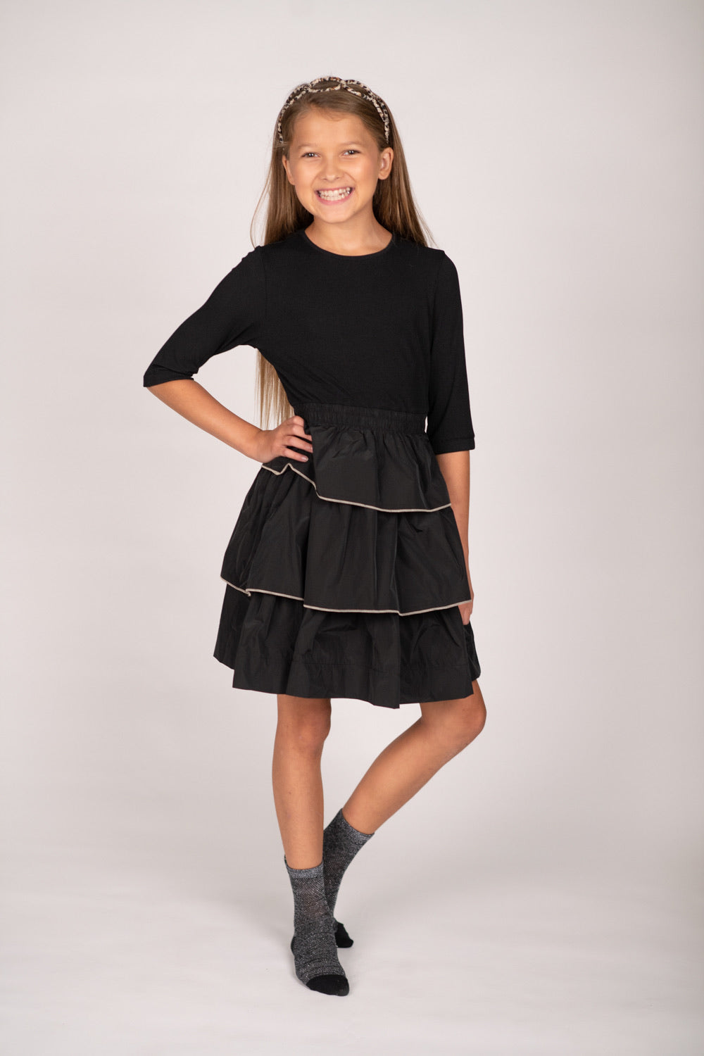 Mixed Fabric Dress TLR2112-A