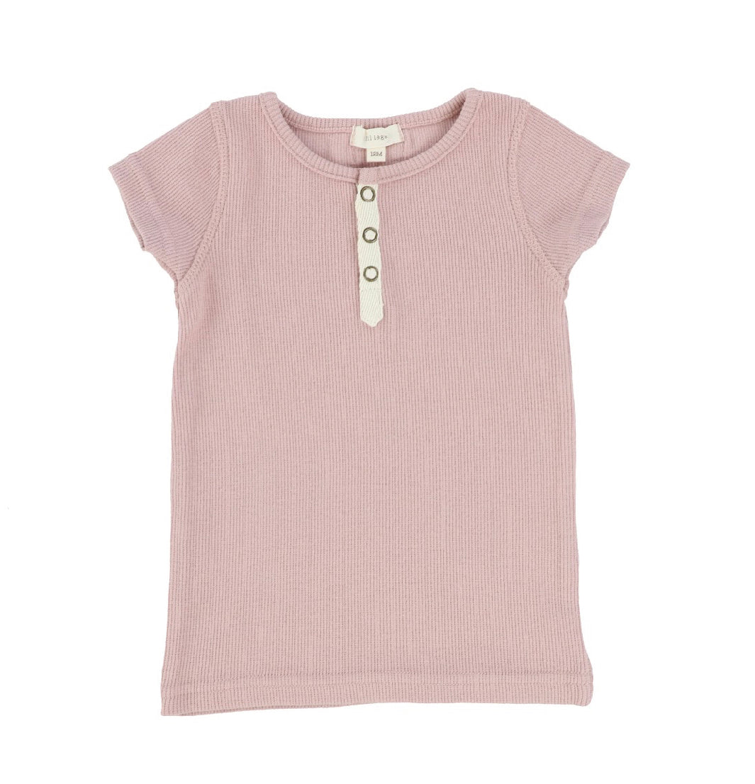Ribbed Tab Short Sleeve Tee Petal Pink