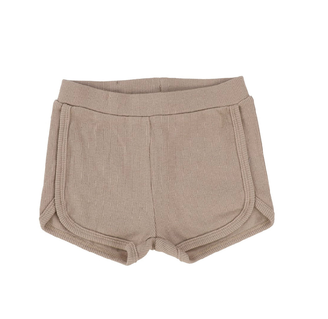 Ribbed Track Shorts Latte