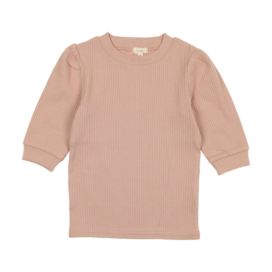 Ribbed Puff 3/4 Sleeve Tee TQPST