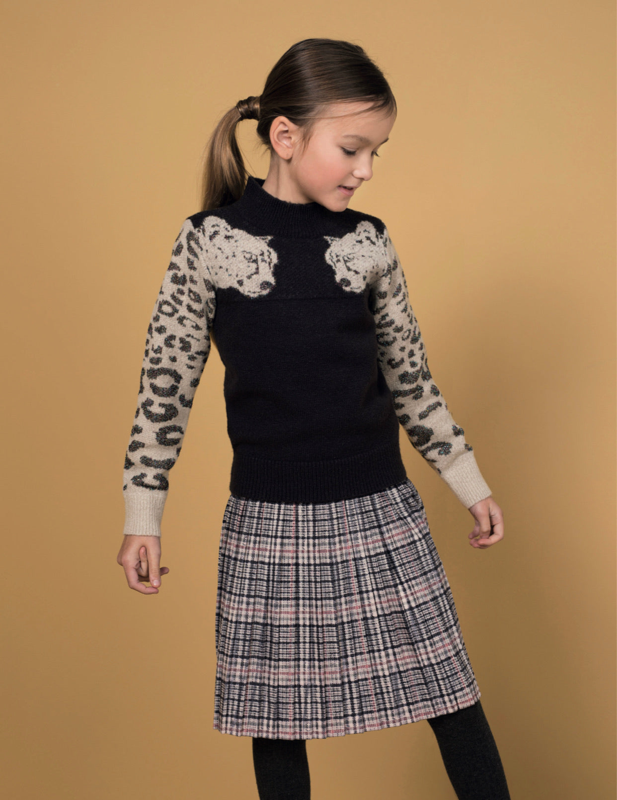 Velvety Print Plisse Skirt 5780