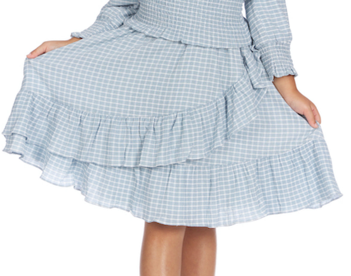 Blue and White Ruffled Skirt D-1522