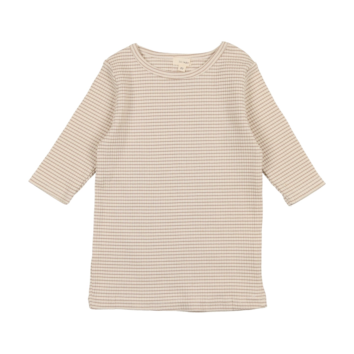 Ribbed Striped 3/4 Sleeve Tee TQPST