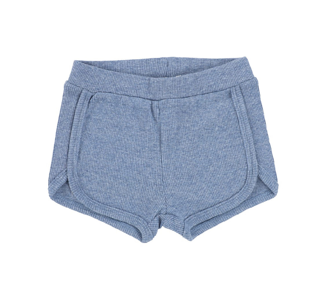 Ribbed Track Shorts Denim Heather