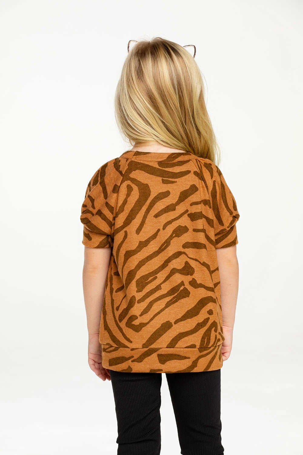 Puff Sleeve Bengal Print Tee
