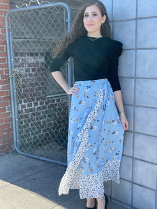 Faux Wrap Printed Midi Skirt TS208