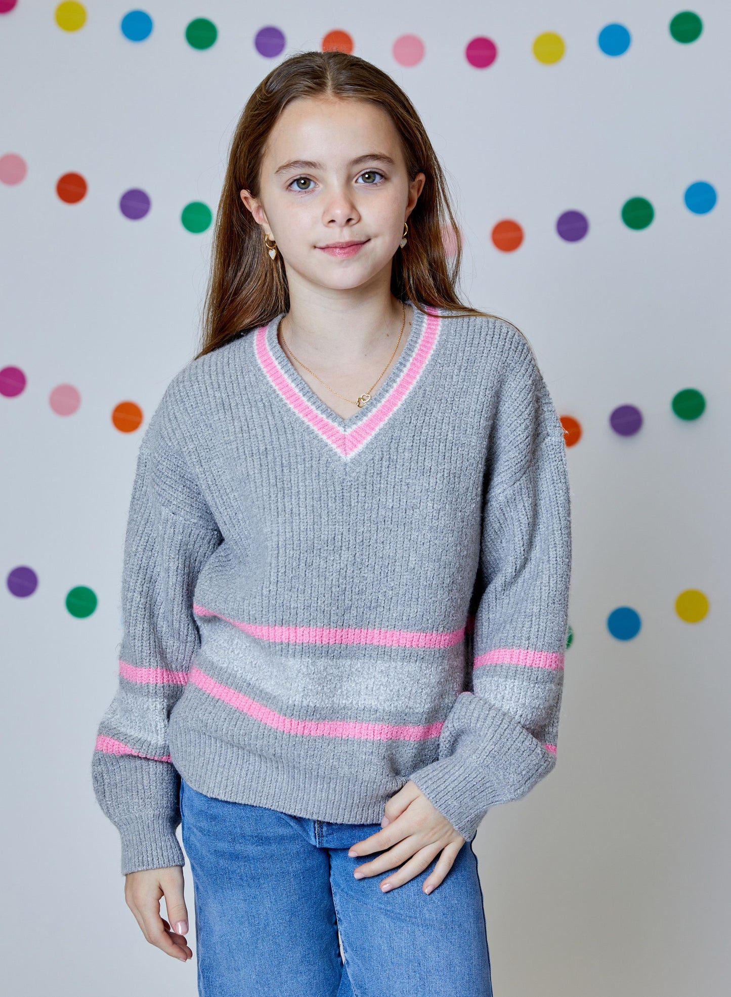 GCB9390 Heather V-Neck Sweater