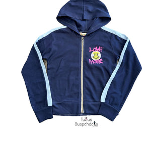 Navy/ Lt Blue Colorblock Rib Zipup KOD959