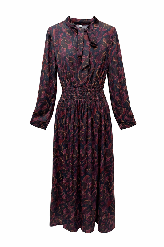 Multi Patterned Collared Dress T-349