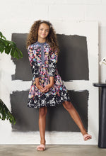 Load image into Gallery viewer, Black Chiffon Floral Dress 1747