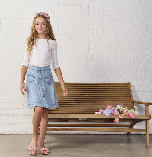 Heart Pocket Denim Skirt 1778-A
