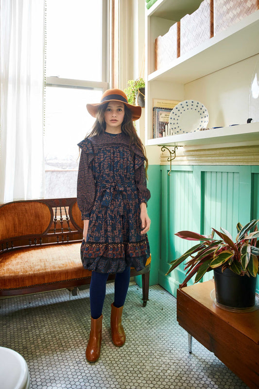 Mauve Print Design Dress 1909